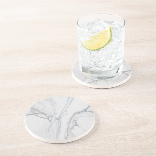 Dessous De Verre En Grès White Gray Marble Minimal Elegant Coaster (Côté)