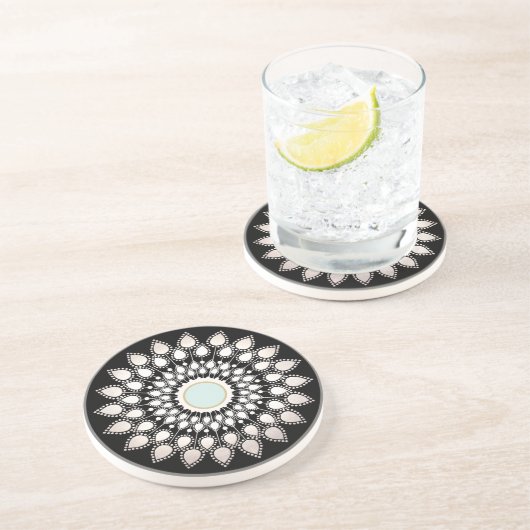 Dessous De Verre En Grès White Lotus Mandala (Côté)