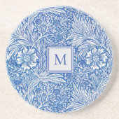 Dessous De Verre En Grès William Morris Blue Marigold Monogram Sandstone (Devant)