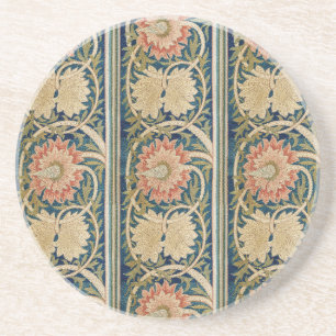 Dessous De Verre En Grès William Morris Fleur Rose Soie Broderie Antique