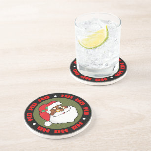Dessous De Verre En Grès Winking Black Père Noël Garder des secrets de Noël