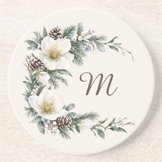 Dessous De Verre En Grès Winter Magnolia Monogram (Devant)