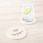 Dessous De Verre En Grès Winter Pinecone & Berry Monogram (Côté)