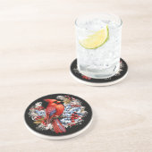 Dessous De Verre En Grès Winter Wonderland Red Cardinal (Côté)