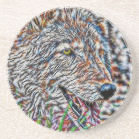 Dessous De Verre En Grès Wolf fractal (Devant)