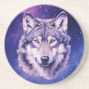 Dessous De Verre En Grès Wolf Galaxy Stars Cosmique fête d'anniversaire