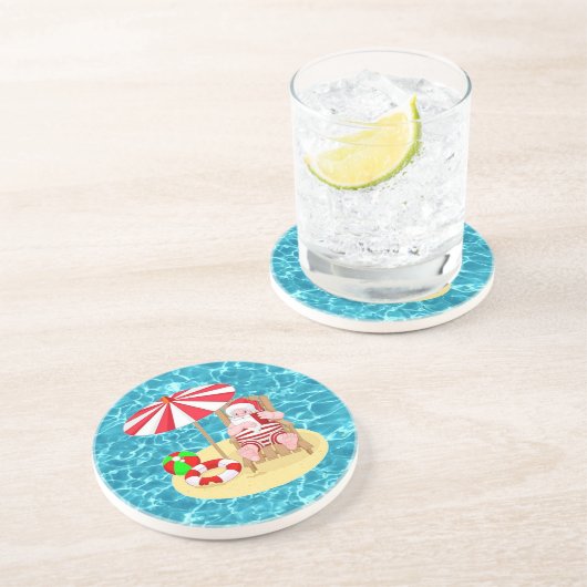 Dessous De Verre En Grès xmas beach santa claus (Côté)