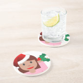 Dessous De Verre En Grès xmas information fille émoji (Côté)