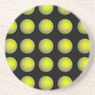 Dessous De Verre En Grès Yellow Black Tennis Ball Pattern,