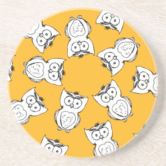 Dessous De Verre En Grès Yellow Cute Animal Pattern (Devant)