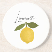 Dessous De Verre En Grès Yellow Lemon with Green Leaves | Fresh Citrus  (Devant)