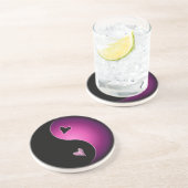 Dessous De Verre En Grès yin yang cœur - rose (Côté)