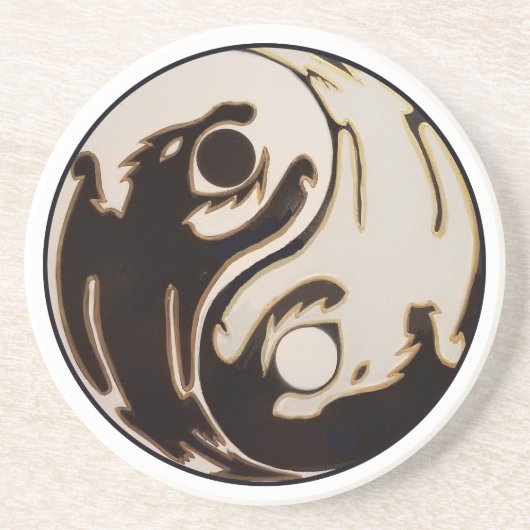 Dessous De Verre En Grès Yin Yang Double Dragon (Devant)
