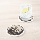 Dessous De Verre En Grès Yin Yang Double Dragon (Côté)