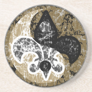 Dessous De Verre En Grès Yin Yang Fleur De Lis Coaster