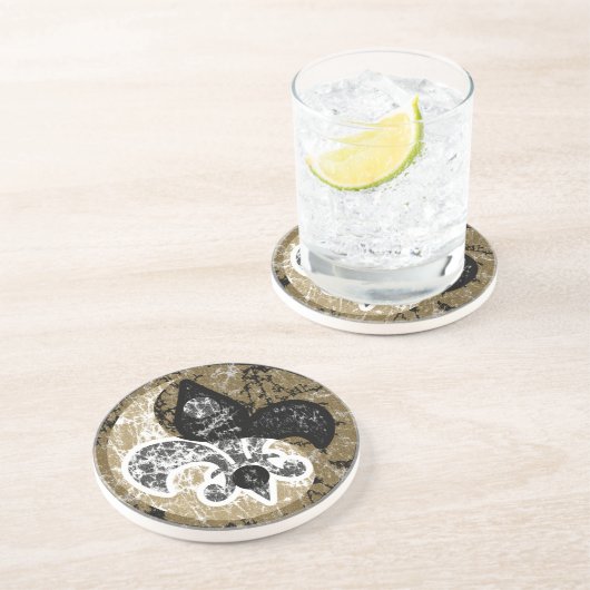 Dessous De Verre En Grès Yin Yang Fleur De Lis Coaster (Côté)