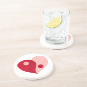 Dessous De Verre En Grès Yin Yang Heart (Rouge/Rose) (Côté)