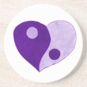 Dessous De Verre En Grès Yin Yang Heart (Violet/Lilac)