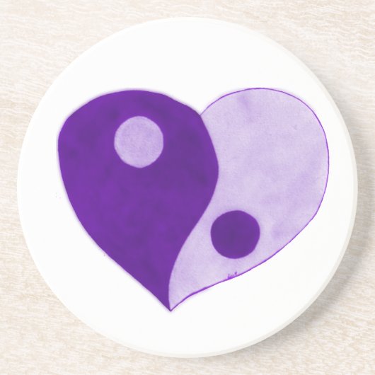 Dessous De Verre En Grès Yin Yang Heart (Violet/Lilac) (Devant)