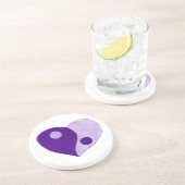 Dessous De Verre En Grès Yin Yang Heart (Violet/Lilac) (Côté)