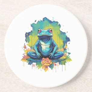 Dessous De Verre En Grès Yoga Frog Aquarelle