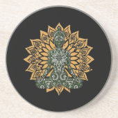 Dessous De Verre En Grès Yoga Lotus Pose Zen Graphisme (Devant)