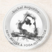 Dessous De Verre En Grès Yoga Reiki à une jambe King Pigeon Pose Aquarelle (Devant)