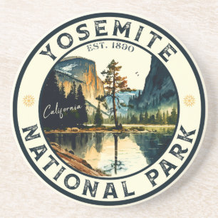 Dessous De Verre En Grès Yosemite Californie Aquarelle vintage