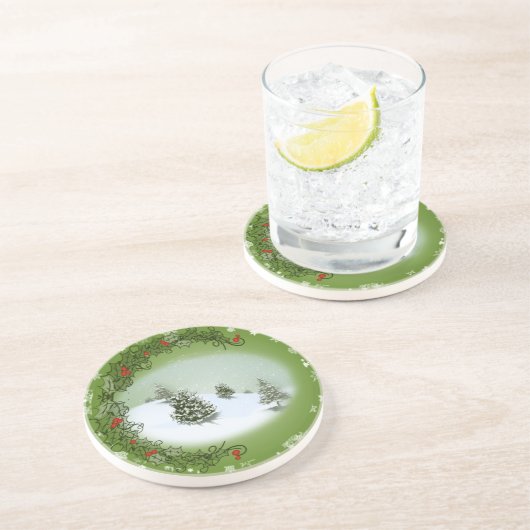 Dessous De Verre En Grès Yuletide Joy - Beverage Coaster (scène) (Côté)
