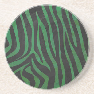 Dessous De Verre En Grès Zebra Black et Green Print