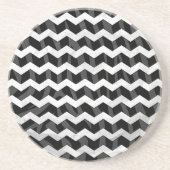 Dessous De Verre En Grès Zebra Black et Grey Chevron (Devant)