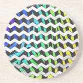 Dessous De Verre En Grès Zebra Chevron noir et arc-en-ciel (Devant)