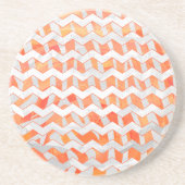 Dessous De Verre En Grès Zebra Chevron orange et blanc (Devant)