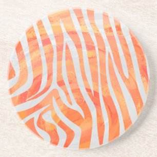 Dessous De Verre En Grès Zebra Orange and White Print