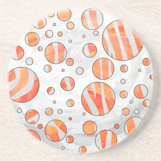 Dessous De Verre En Grès Zebra Orange et White Polka Dot (Devant)