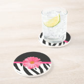 Dessous De Verre En Grès Zebra Pattern Girly Rose Daisy (Côté)