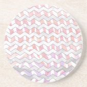 Dessous De Verre En Grès Zebra rose et blanc Chevron (Devant)
