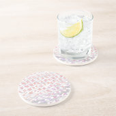 Dessous De Verre En Grès Zebra rose et blanc Chevron (Côté)