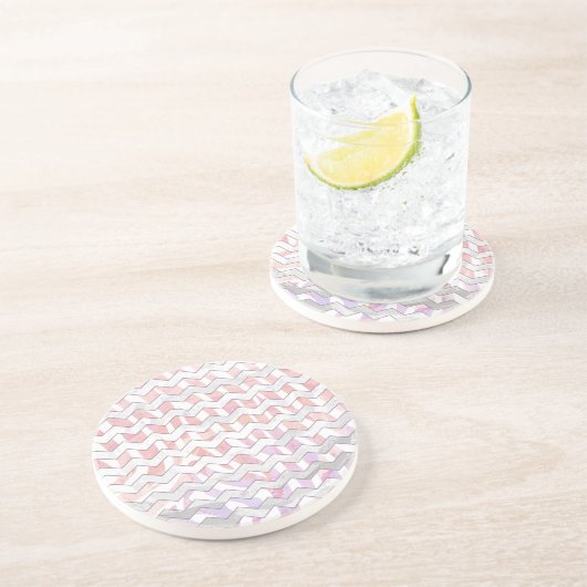 Dessous De Verre En Grès Zebra rose et blanc Chevron (Côté)