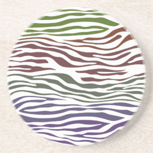 Dessous De Verre En Grès Zèbre coloré Abstrait