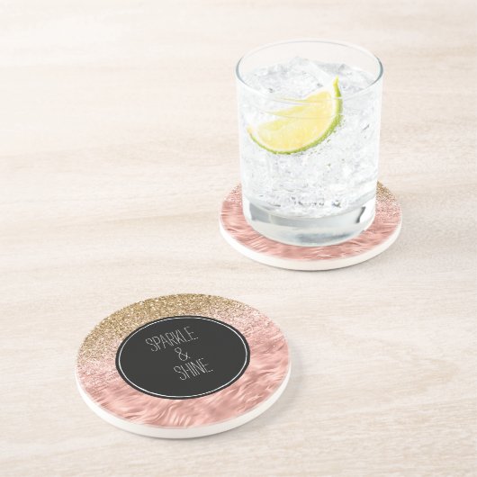 Dessous De Verre En Grès Zèbre rose chic Imprimer Glitz (Côté)