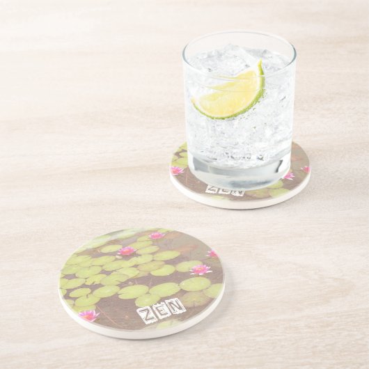 Dessous De Verre En Grès Zen Lotus rose (Côté)