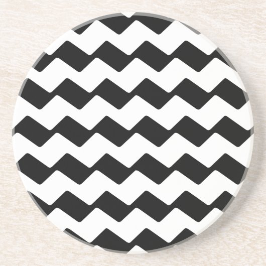 Dessous De Verre En Grès Zig Zag - Noir (Devant)