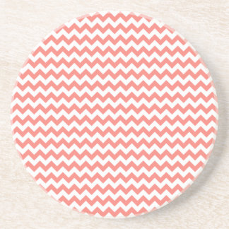 Dessous De Verre En Grès Zigzag au loin - rose blanc et de corail
