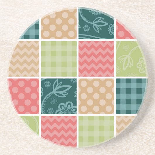 Dessous De Verre En Grès Zigzag, Chevron, En vichy, Pois, Patchwork (Devant)