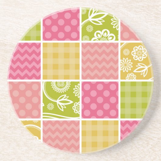 Dessous De Verre En Grès Zigzag, Chevron, Pois, En vichy, Patchwork (Devant)