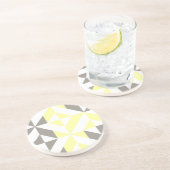 Dessous De Verre En Grès ZigZag géométrique jaune et argent (Côté)
