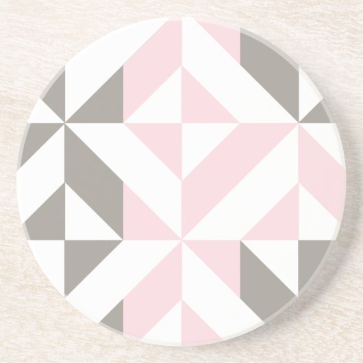 Dessous De Verre En Grès ZigZag géométrique rose et argent (Devant)