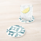 Dessous De Verre En Grès ZigZag géométrique vert turquoise à deux tons (Côté)