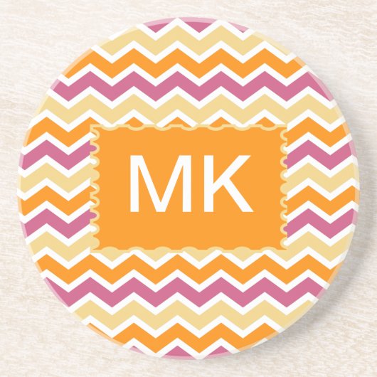 Dessous De Verre En Grès ZigZag tribale dynamique (Devant)